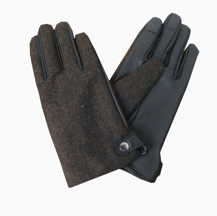 ボンジョバネ(BON GIOVANE) 手袋 ダークブラウン ヘリンボーン MIXカラー 4145 フリーサイズ