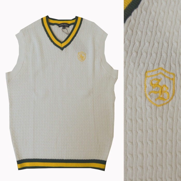 スタンリーブラッカー(stanley blacker) メンズ 春夏秋 ニット  ベスト ケーブル編み オフホワイト 0005　M  LL