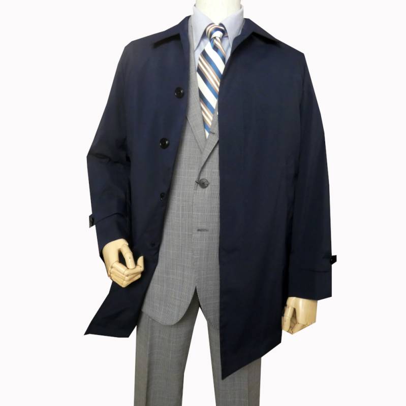 ジェイプレス (J.PRESS) 超軽量 ステンカラーコート ネイビー 0075 L