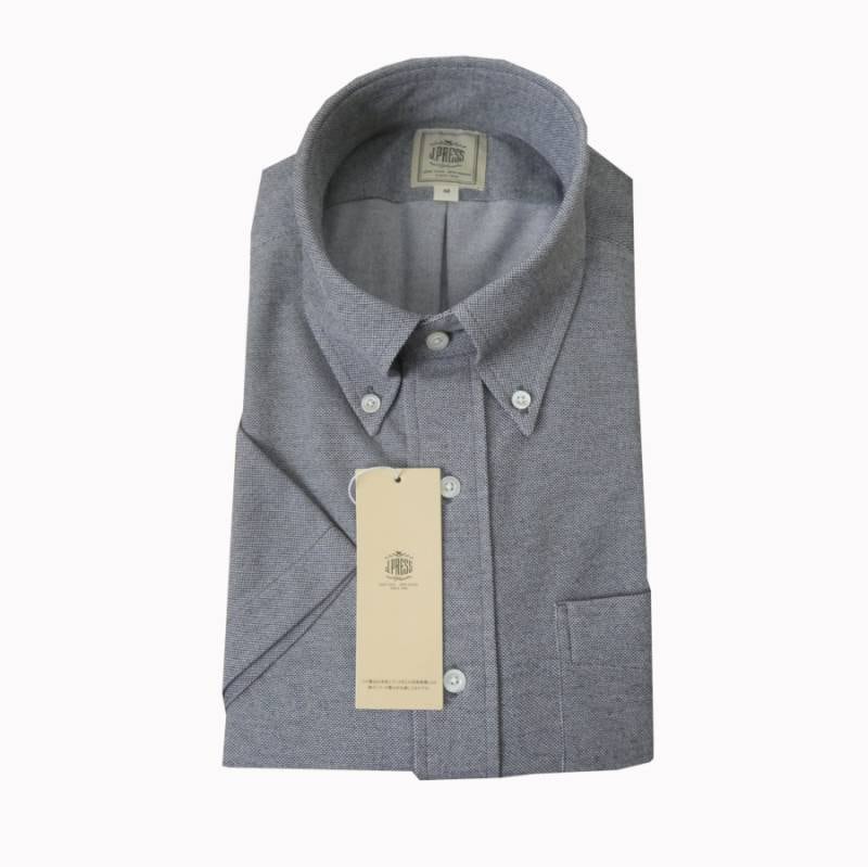 ジェイプレス (J.PRESS) ボタンダウン ジャージーシャツ メンズ 半袖シャツ グレー  0003   XL