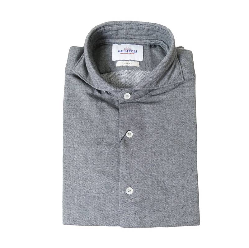 GALLIPOLI camiceria(ガリポリカミチェリア) 今治パイル 長袖シャツ パイルシャツ メンズ ホリゾンタルカラー チャコールグレー 0204   XL（50）