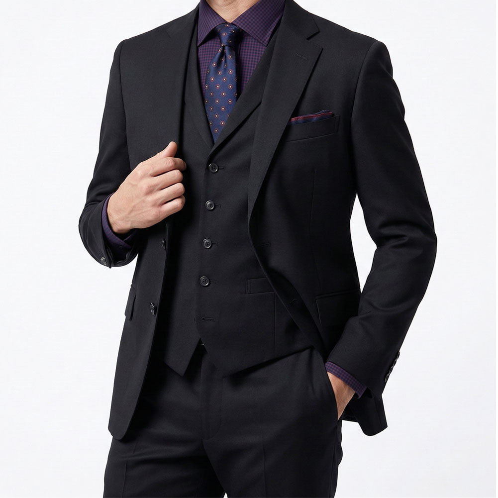 スーツ メンズ  春夏秋冬 オールシーズン スリーピース 3つボタン オックスフォードクラシック(OXFORD CLASSIC) 段返り三つボタン チェンジポケット付 ブラックスーツ ビジネススーツ シングルスーツ 黒 無地 ブラック 0809 A3 A4 A5 A6 A7 AB3 AB4 AB6