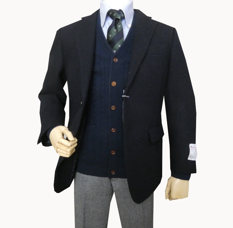 ハリスツイード ジャケット メンズ 秋冬 2つボタン オックスフォード