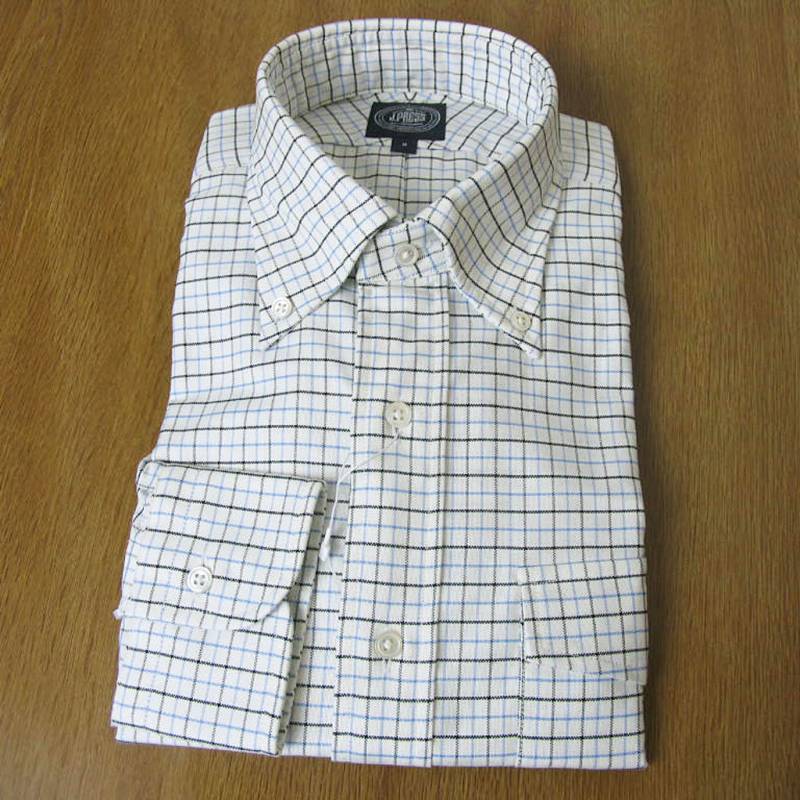 ジェイプレス (J.PRESS) ボタンダウンシャツ メンズ長袖シャツ カジュアルシャツ タッターソールチェック 青×黒　375 S