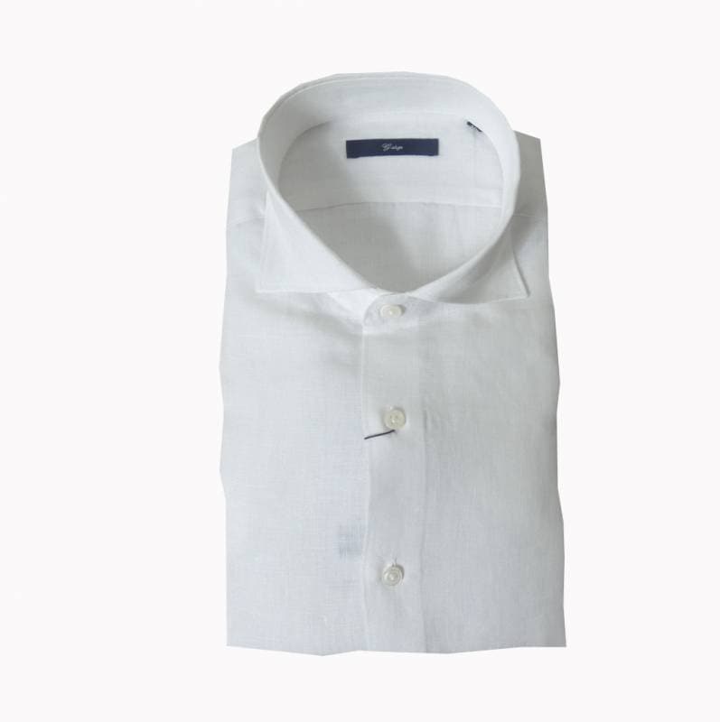 G-stage 長袖シャツ メンズ ホリゾンタルカラー 麻100％ ホワイト 1001 　L（48）