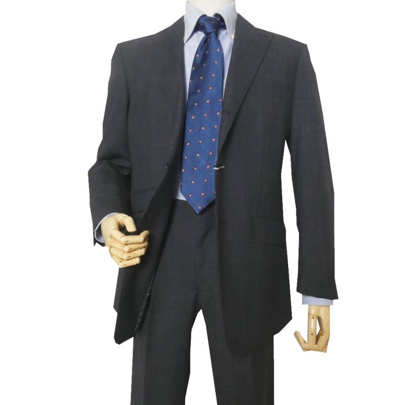 スーツ メンズ 春夏秋 シングルスーツ 3つボタン オックスフォードクラシック (OXFORD CLASSIC) 段返り三つボタン チェンジポケット付 ビジネススーツ ウインドペンチェック チャコールグレー 0018 A8サイズ