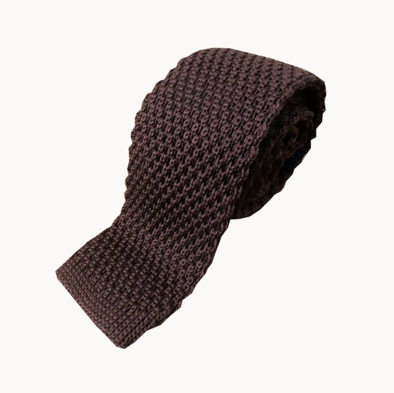 ニットタイ メンズ カジュアル ギフト 人気 おしゃれ トラペゾイドコレクション(Trapezoid collection) シルク ブラウン T05