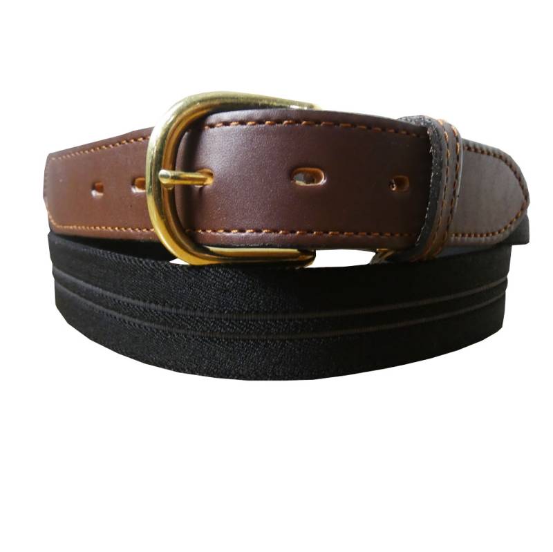 先革カジュアル ゴムベルト  黒×グレー  HS06   Lサイズ