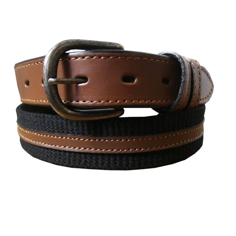 先革カジュアルベルト  ブラック×茶 HS09　フリーサイズ