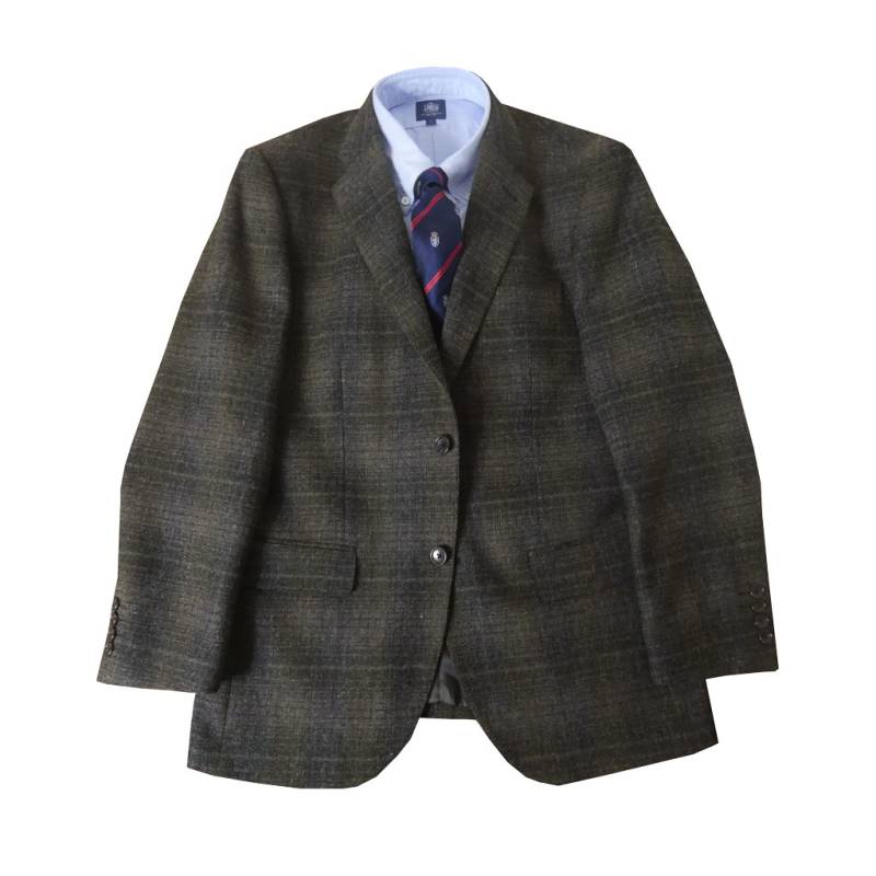 ツイード ジャケット メンズ 秋冬 2つボタン ハイバセロン(HAI-VASERON) カーキ系MIX  0843  AB6