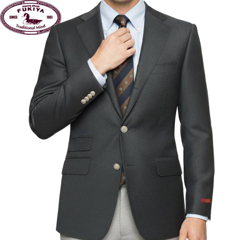 ブレザー ジャケット メンズ 秋冬春 3つボタン メタルボタン オックスフォードクラシック(OXFORD CLASSIC) 英国調 段返り三つボタン チェンジポケット付 ウール100% チャコールグレー 0815 A3 A5 A6 A7 A8 AB3 AB4 AB8 BB7