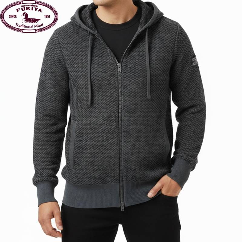 ジーステージ(G-stage) ハニカム編み サマーニット ジャージパーカー チャコールグレー 0404 50(XL)