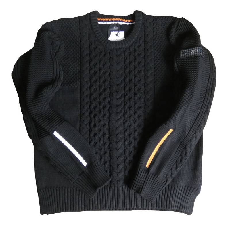 ジーステージ(G-stage) クレイジーケーブル編み クルーネック ニット セーター ブラック 1011  48（L）