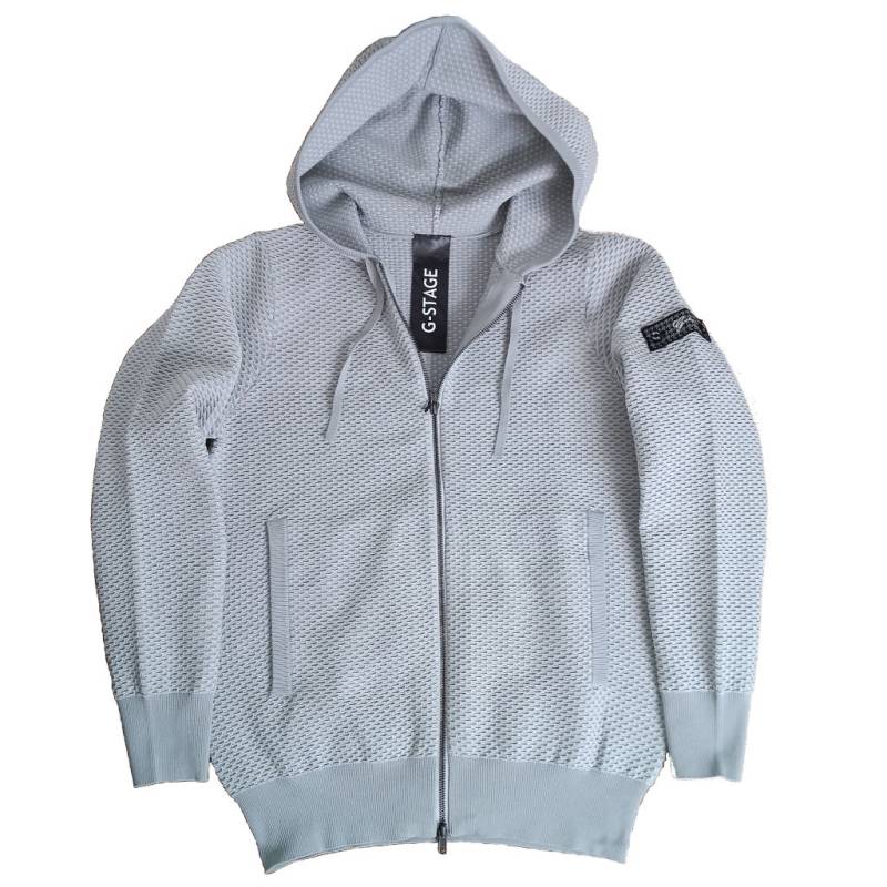 ジーステージ(G-stage) ハニカム編み サマーニット ジャージパーカー ライトグレー 0403 46(M) 50(XL)