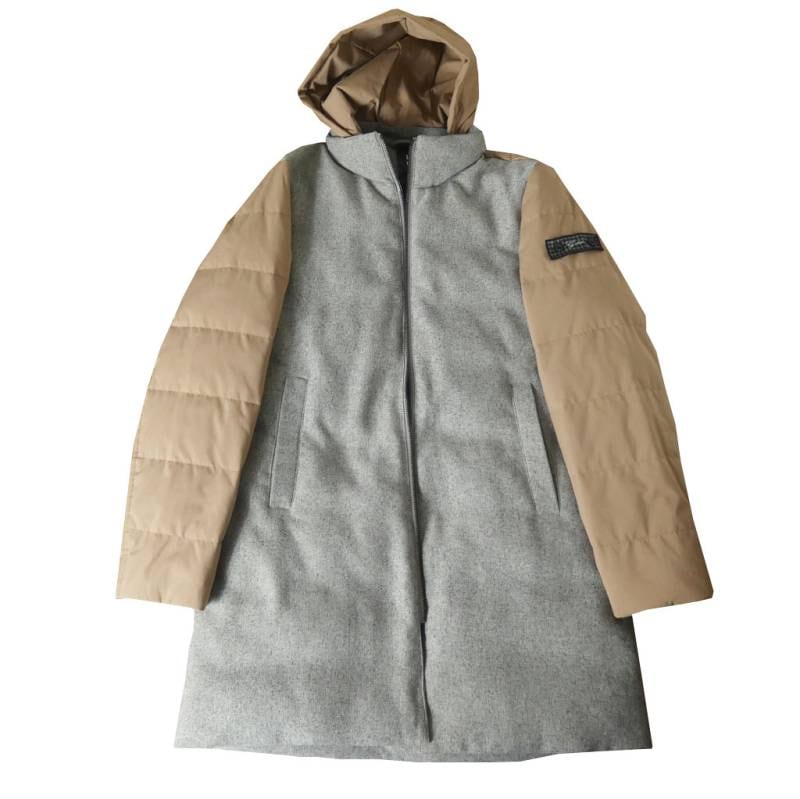 G-stage メンズ LANATEC コンビデザイン フーデッド ダウンコート ベージュ  2007  46（M）