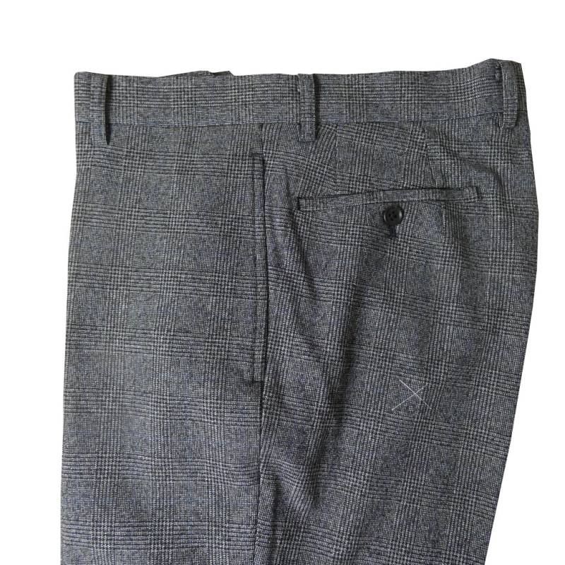 スラックス メンズ 秋冬春 ノータック パンツ ソフトサーモ ハイバセロン (HAI-VASERON) グレンチェック ブルーオーバーペン ダークグレー 7122 79cm 82cm 91cm 94cm