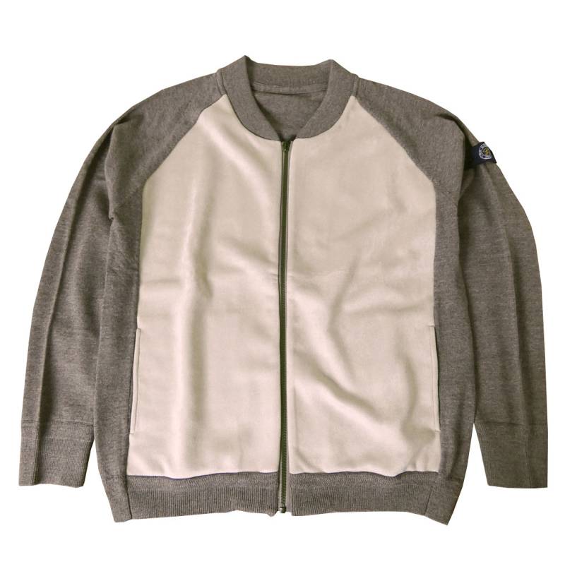 ジーステージ(G-stage) キャッシュウール＆エコスエード コンビジップアップブルゾン ニット ブラウン 0607 46(M) 50(XL)