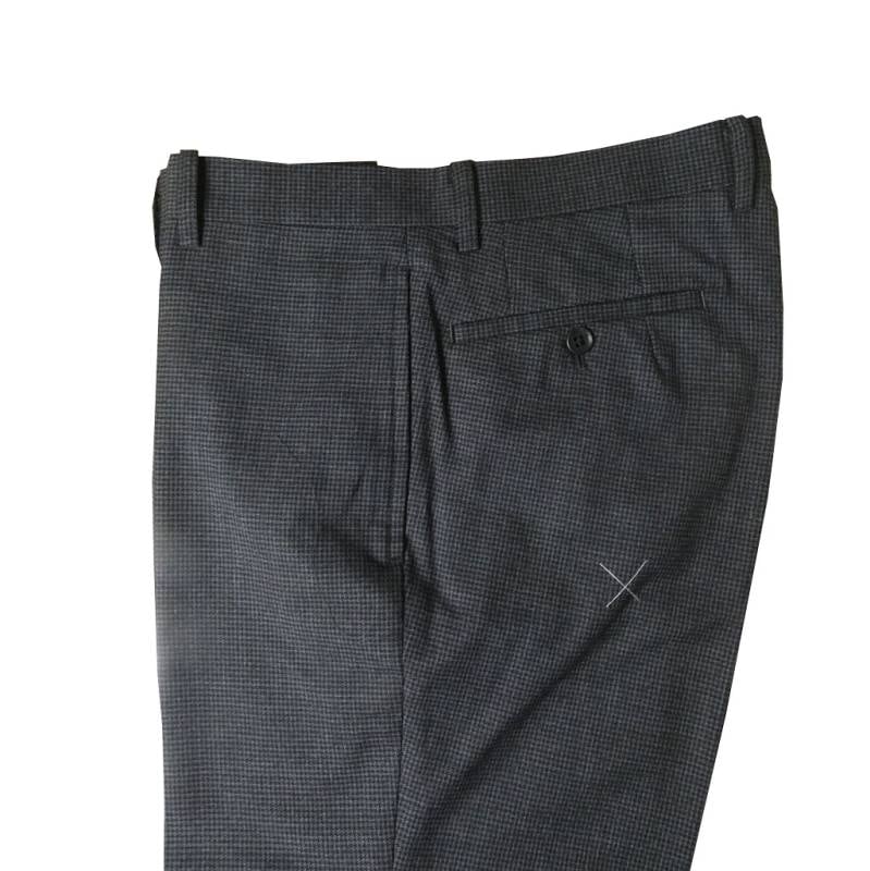 スラックス メンズ 秋冬春 ノータック パンツ ウール混 ハイバセロン (HAI-VASERON) 千鳥 チャコールグレー 7421 76cm 82cm 85cm 88cm 91cm 94cm