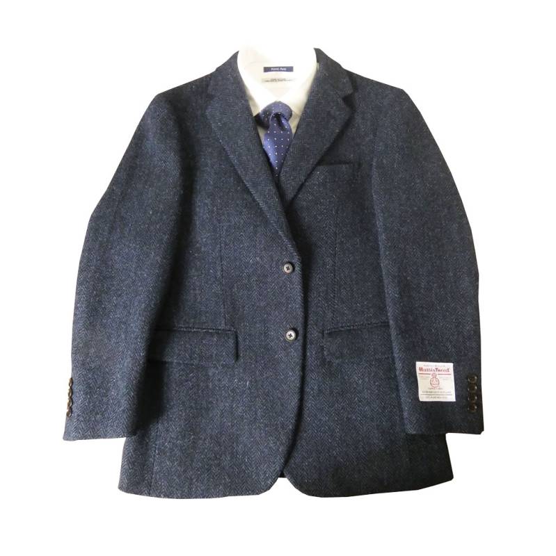 ハリスツイード ジャケット メンズ 秋冬 2つボタン オックスフォードクラシック(OXFORD CLASSIC)  ヘリンボーン ブルー系 1285  AB5 AB6 BB4