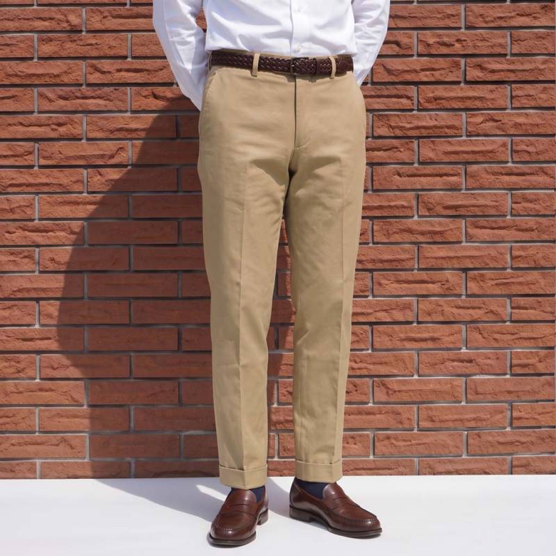スラックス メンズ 春夏 ノータック パンツ コットンパンツ コーデュラ (CORDURA)生地 ハイバセロン (HAI-VASERON) ベージュ系 5033 79cm 82cm 85cm 88cm 94cm