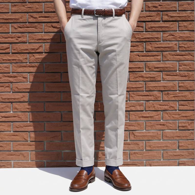 スラックス メンズ 春夏 チノパン ノータック パンツ コットンパンツ ハイバセロン (HAI-VASERON) ライトグレー 5123 82cm 88cm 94cm