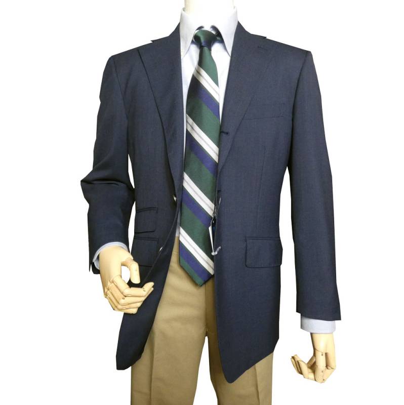 ブレザー ジャケット メンズ 春夏 3つボタン 銀ボタン COOLMAX オックスフォードクラシック(OXFORD CLASSIC) 段返り三つボタン チェンジポケット付き プルシアンブルー 0285  A4 A5 A6 A7 AB3 AB4 AB5 AB6 AB7 AB8 BB3 BB4 BB5 BB6 BB7 BB8