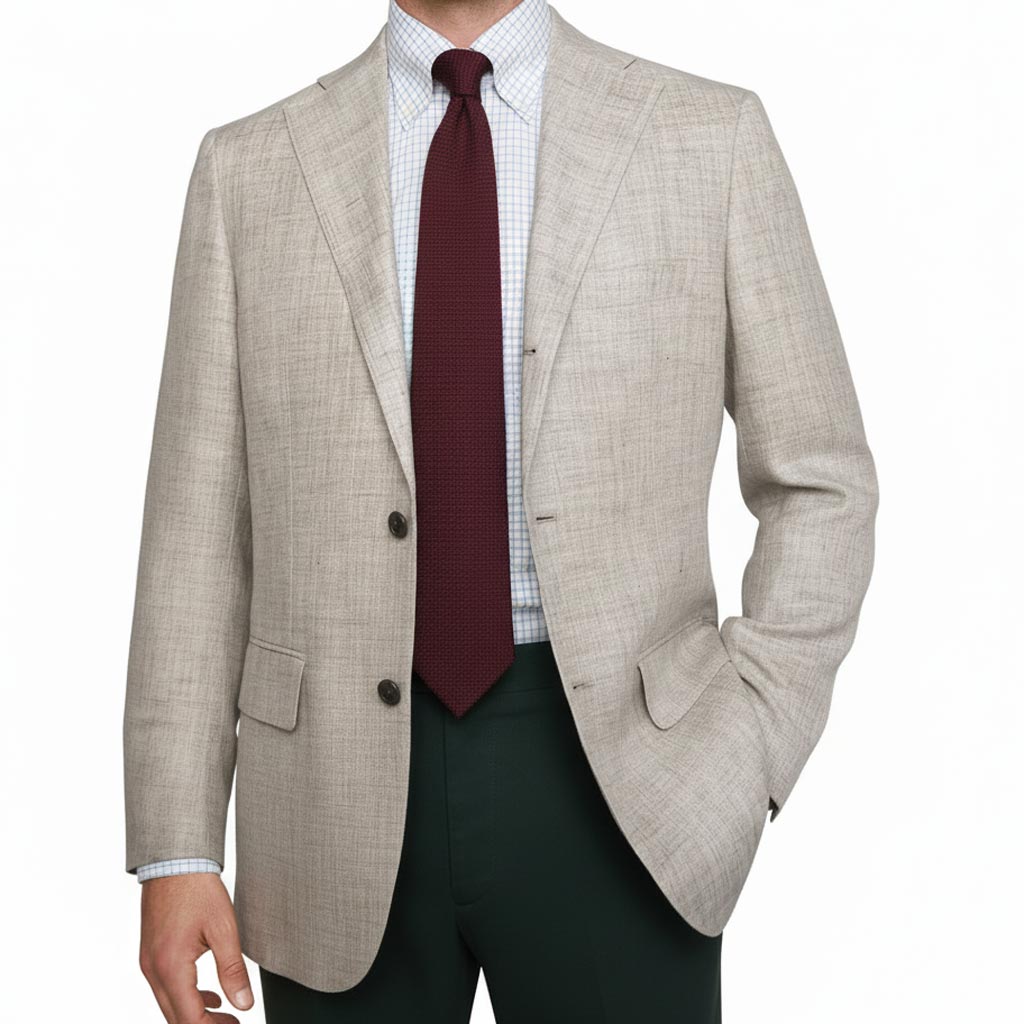 ジャケット メンズ 春夏 麻100% オックスフォードクラシック プレミアムライン (OXFORD CLASSIC PremiumLine) 段返り三つボタン ヘザーアイボリー 0352　ASS  AS  AM  AL ALL  ABSS  ABS  ABM  ABL  ABLL  AB3L  BBS  BBM  BBL  BBLL  BB3L