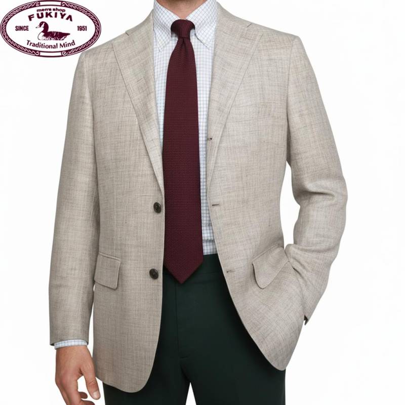 ジャケット メンズ 春夏 麻100% オックスフォードクラシック プレミアムライン (OXFORD CLASSIC PremiumLine) 段返り三つボタン ヘザーアイボリー 0352 AS  AM  ALL  ABS  ABM  ABL  BBM  BBL  BB3L