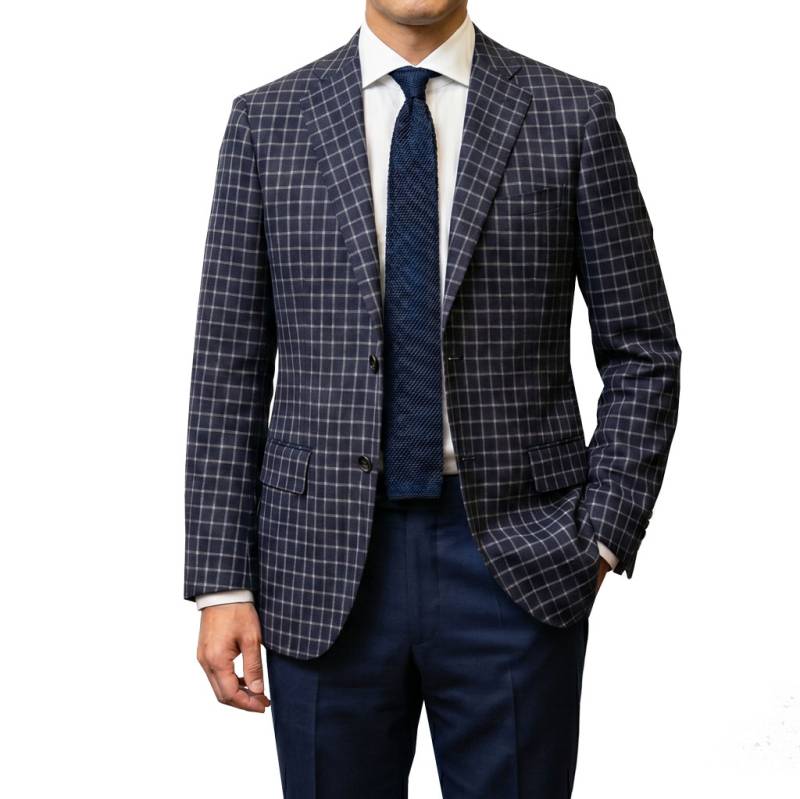 【お取り寄せ商品】 ダディコスタ(Dady Costa) 2つボタン ジャケット メンズ 春夏秋  ネイビー ミニチェック 3813    BB5 BB6