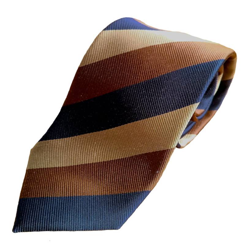 ケントアベニュー(Kent Ave) レジメンタルタイ ネクタイ メンズ ビジネス おしゃれ ギフト 人気 シルク100％ ベージュ×ブラウン×ネイビー kt3r2