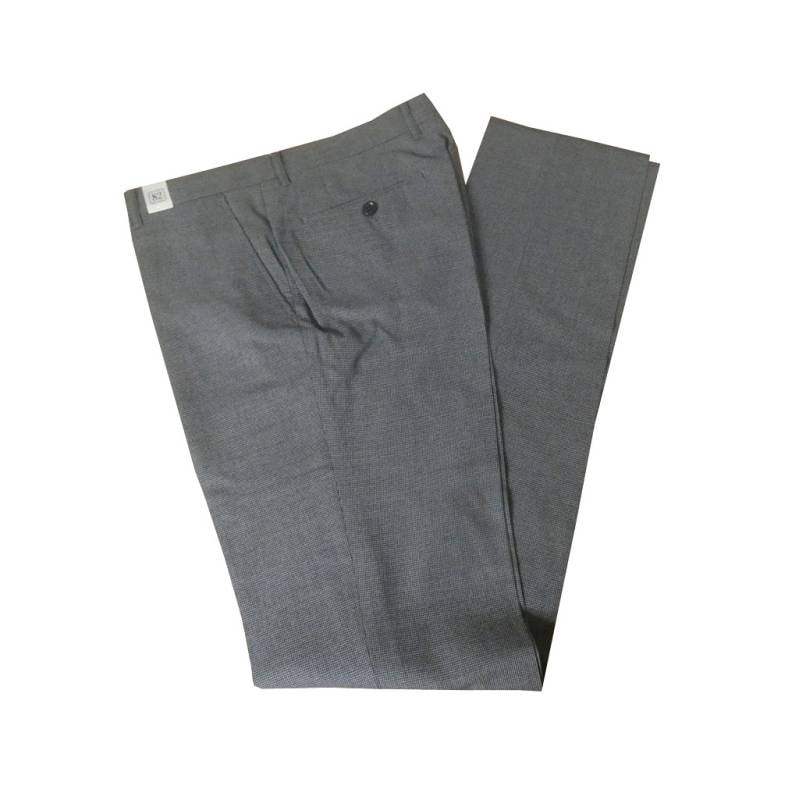 スラックス メンズ 春夏 ウォッシャブル パンツ ノータック ウール混 フィッチェ(FICCE) チャコールグレー 千鳥格子 0208  79cm 82cm 88cm