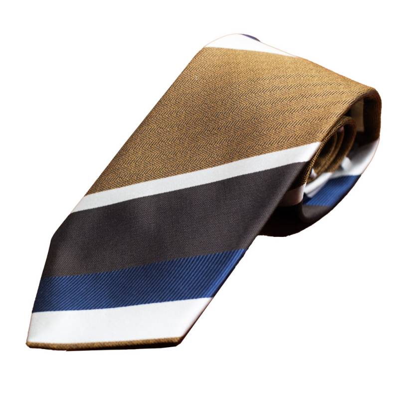 ネクタイ レジメンタル メンズ ビジネス おしゃれ ギフト 人気 マークス(MARKS) シルク100% ストライプ ブルー×ブラウン系×シルバー mt0082