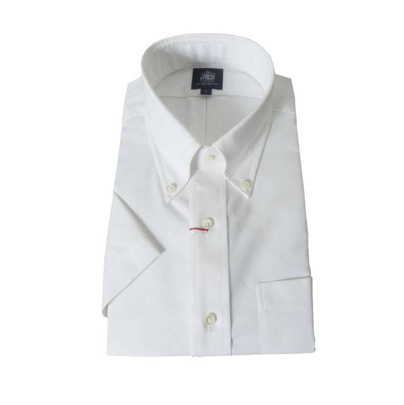 【形態安定】ジェイプレス (J.PRESS) ボタンダウン シャツ ワイシャツ メンズ 半袖 ワイシャツ ホワイト ピンオックス XL