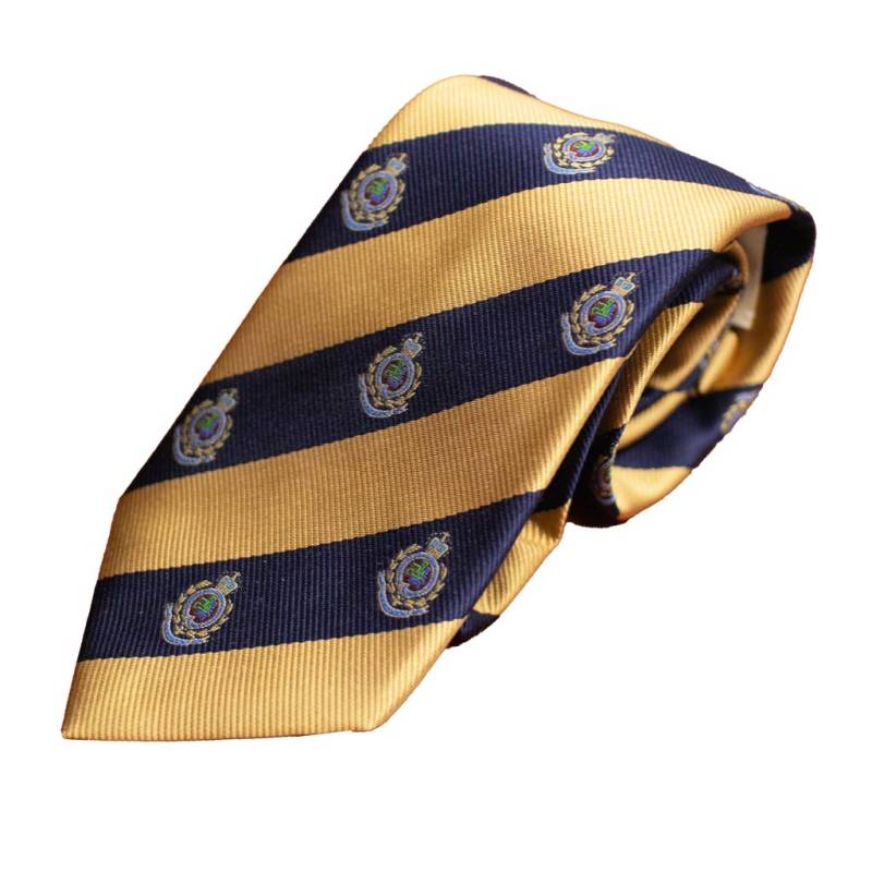 ネクタイ ロイヤルクレストタイ メンズ ビジネス おしゃれ ギフト 人気 マークス(MARKS) シルク100％ ゴールド×ネイビー＋紋章 mt0085