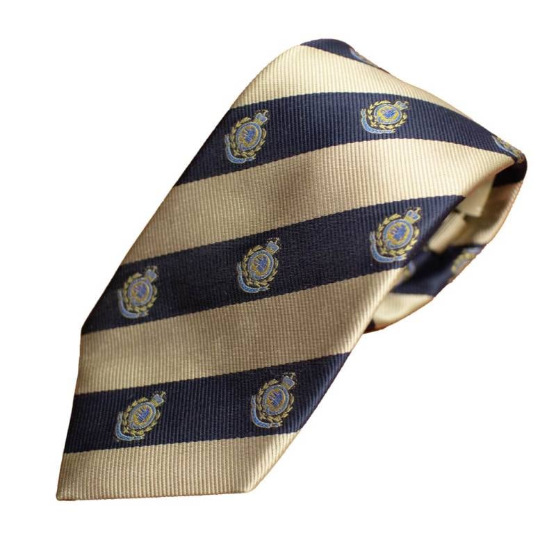 ネクタイ ロイヤルクレストタイ メンズ ビジネス おしゃれ ギフト 人気 マークス(MARKS) シルク100％ ベージュゴールド×ネイビー＋紋章 mt0086