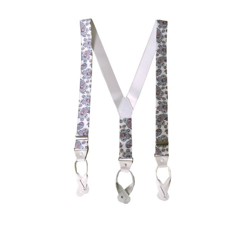 サスペンダー メンズ Ｙ型サスペンダー 35mm 本革 七々子 カシメボタン式 ゲバルト ブライトペイズリー  S01  Mサイズ
