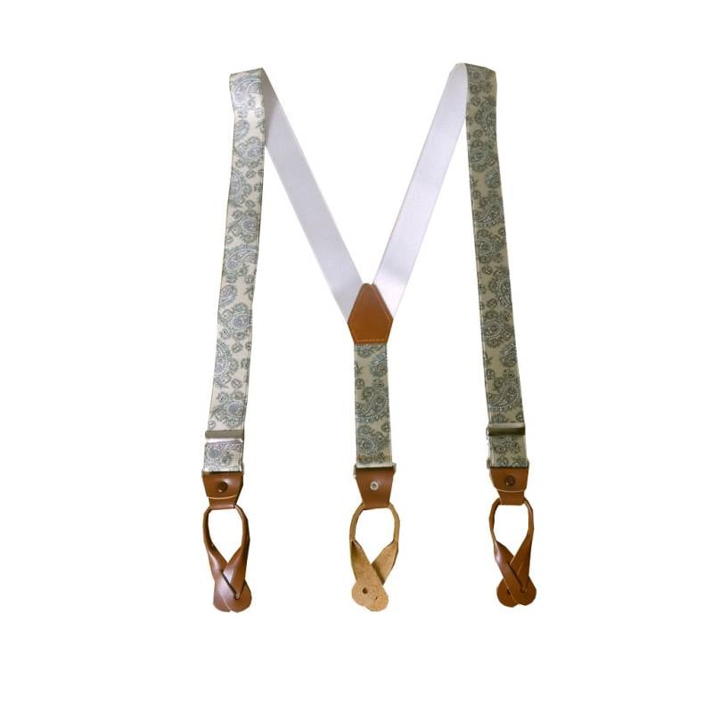 サスペンダー メンズ Ｙ型サスペンダー 35mm 本革 七々子 カシメボタン式 ゲバルト ブライトペイズリー  S02  Mサイズ