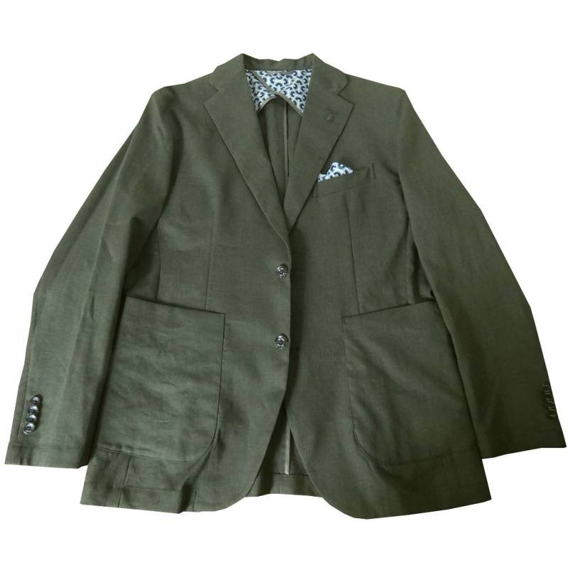 ジーステージ(G-stage) メンズ ストレッチ 麻混 ジャケット SORONA カーキ系 3016 50(XL)