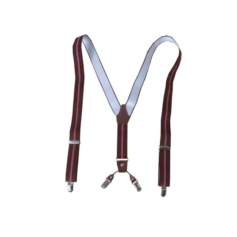 サスペンダー メンズ Ｙ型サスペンダー 30mm 背合皮 BWC ゲバルト ストライプ エンジ系 S27 Mサイズ