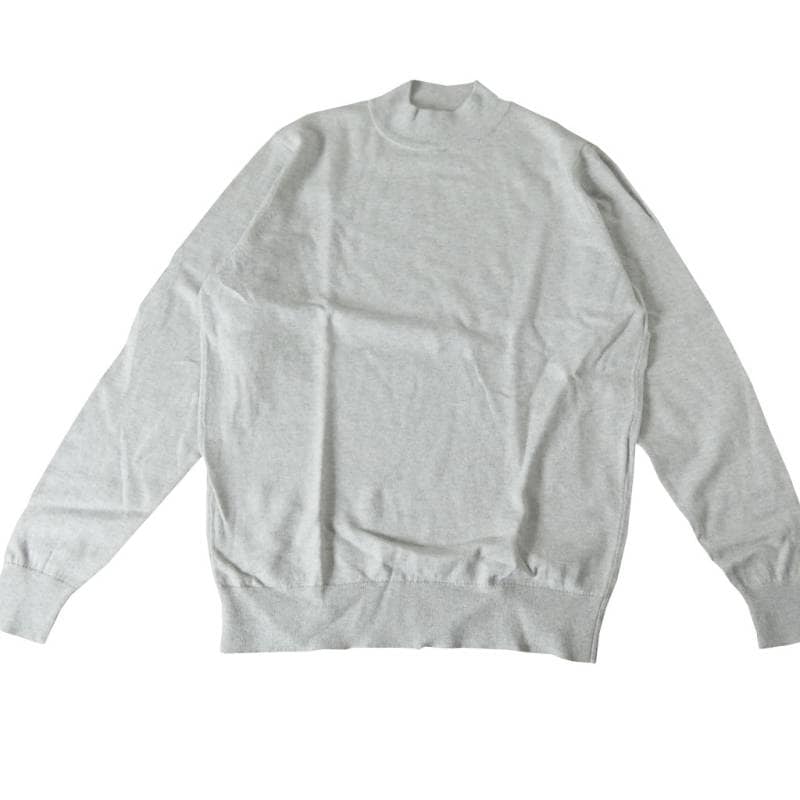 ジェイプレス (J.PRESS) 秋冬春 モックネック コットン ニットセーター メンズ カシミヤブレンド ライトグレー 1002  M  L