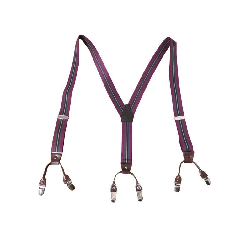 サスペンダー メンズ Ｙ型サスペンダー 30mm ストライプ パープル系 S31 Mサイズ