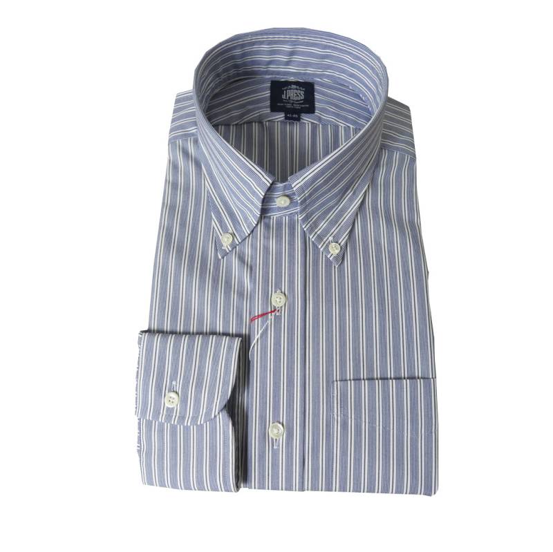 ジェイプレス (J.PRESS) ボタンダウンシャツ メンズ長袖シャツ ネイビー ストライプ  3175（衿41cm-裄丈85cm）