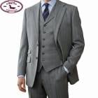 スーツ メンズ 秋冬春 スリーピース 3つボタン オックスフォードクラシック (OXFORD CLASSIC) 段返り三つボタン ビジネス ヘリンボーン ミディアムグレー 0115  A3 A4 A5