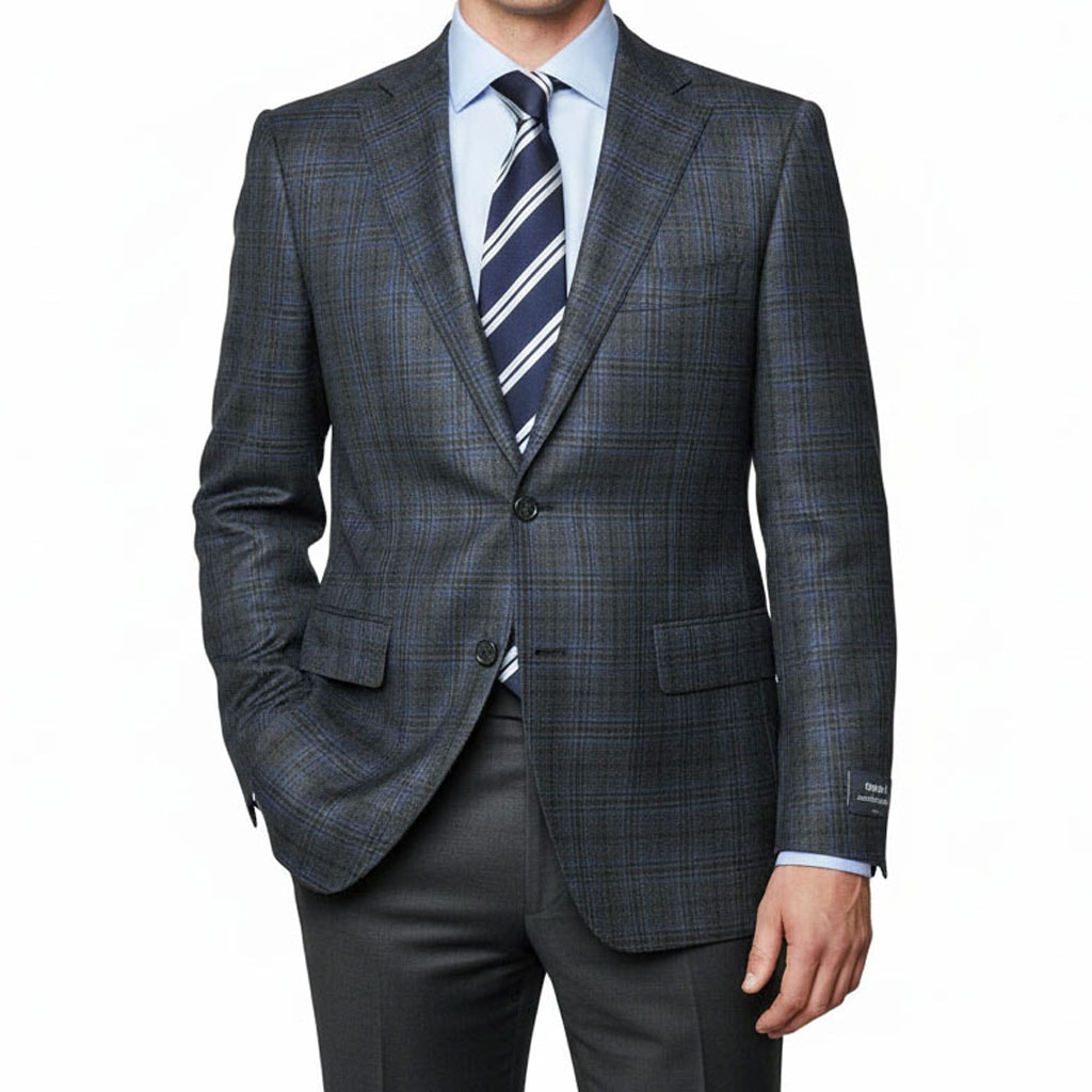 【お取り寄せ商品】 レダ(REDA) 2つボタン ジャケット メンズ 秋冬春 グレー×ネイビー×ブルーチェック 6313   AB5 AB6 BB5 BB6