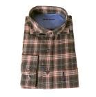 stanley blackerの長袖ネルシャツ ホリゾンタルカラー ダークブラウン×ベージュ×レッド チェック 0855　L  LL|長袖シャツ|シャツ