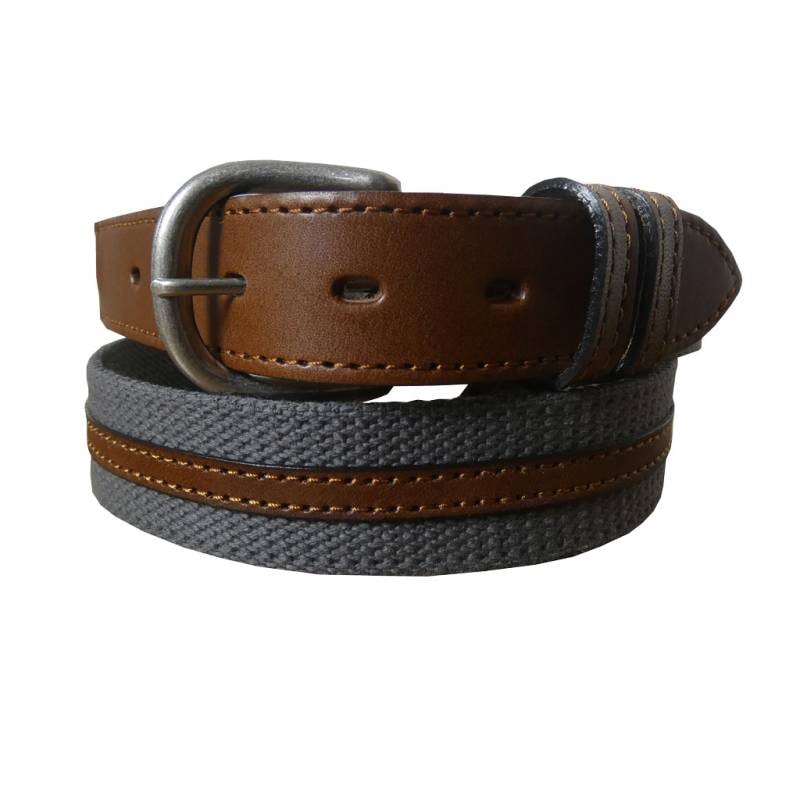 先革カジュアルベルト  グレー×ブラウン  HS10　フリーサイズ