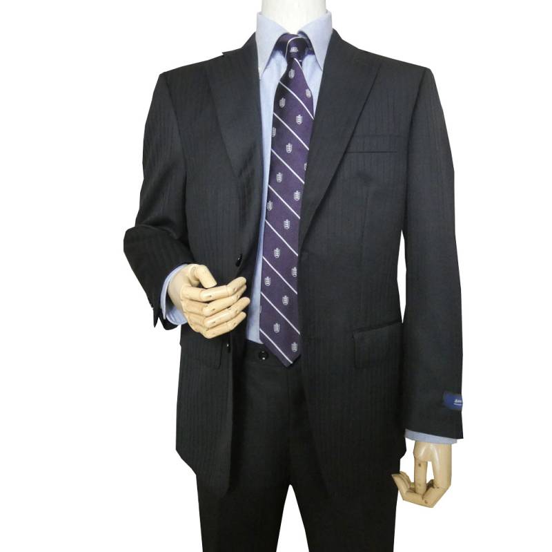 スーツ メンズ 秋冬春 シングルスーツ 2つボタン ミユキ(MIYUKI) 御幸 ビジネススーツ ブラック シャドーストライプ 2103 AB6 AB7 BB5 BB6 BB7