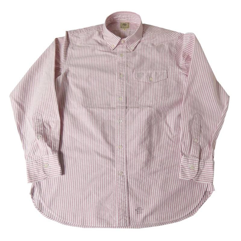 J.PRESS(ジェイプレス) ボタンダウンシャツ メンズ長袖ワイシャツ オックスフォード オーバル  ピンク系ストライプ 1110    M  L