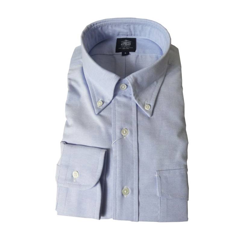 J.PRESS(ジェイプレス) ボタンダウンシャツ メンズ長袖ワイシャツ ブルーオックスフォード 　M（衿39-裄丈84）L（衿41-裄丈85）XL（衿43-裄丈86）