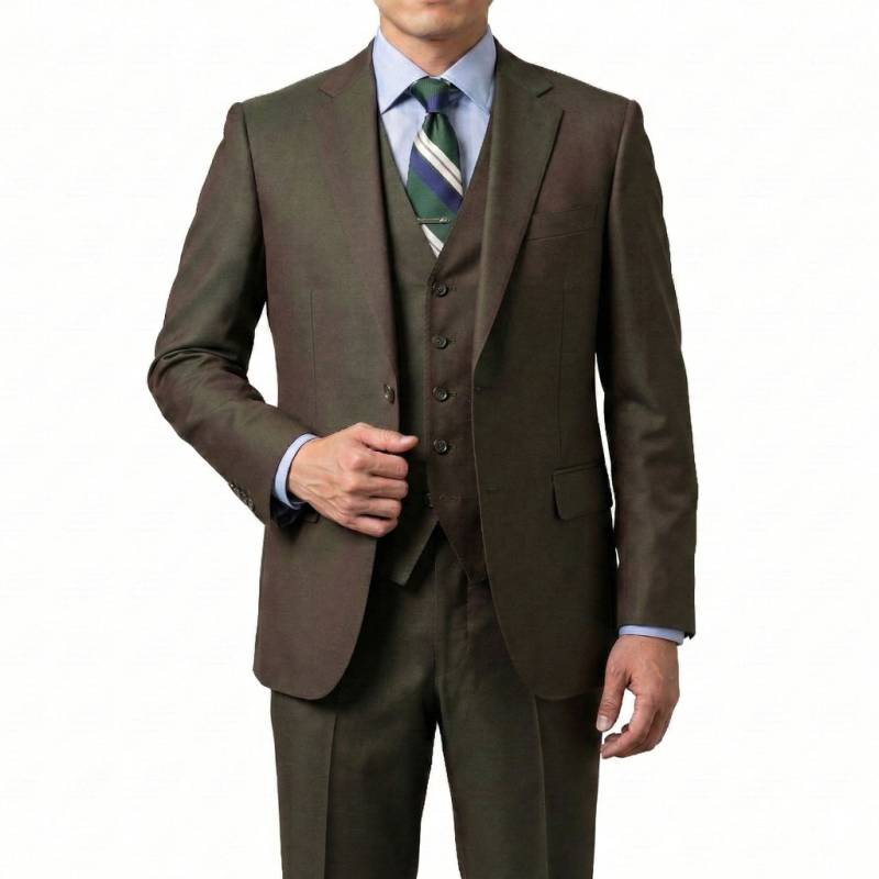 メンズ 春夏秋 スリーピース 2つボタン ダディコスタ(Dady Costa) ビジネス グリーン×ブラウン イリデッセント 0033  AB5 AB6 AB7